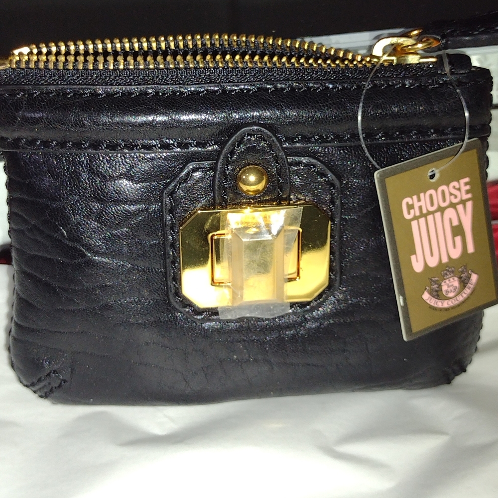 Juicy Couture Black Butter Leather LG  Wallet Clutch Gold HW NWT - Picture 4 of 13